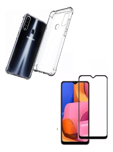 Funda Reforzada Mas Vidrio Full 9h Para Samsung Galaxy A20s