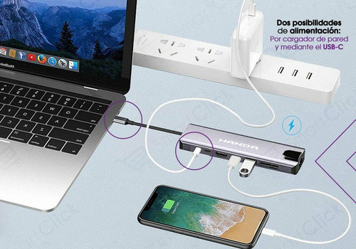 Imagen 3 de 10 de Adaptador Usb C Macbook Pro Air Hub Hdmi 4k Lan Rj45 8 En 1