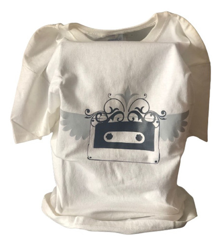 Playera Dama Blanca Casete Con Alas