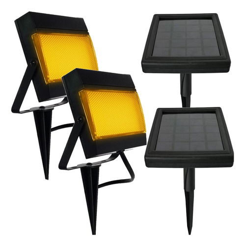 2 Luminária Solar Jardim Parede Chão 3 Em 1 Balizador Poste