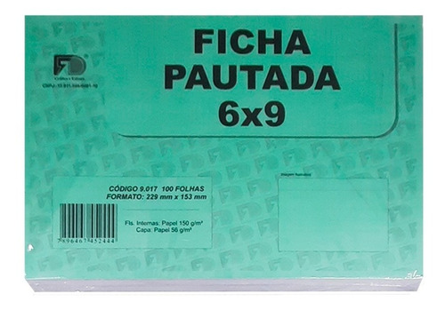 Ficha Pautada 6x9 Pacote Com 100 Folhas - Branco 150g