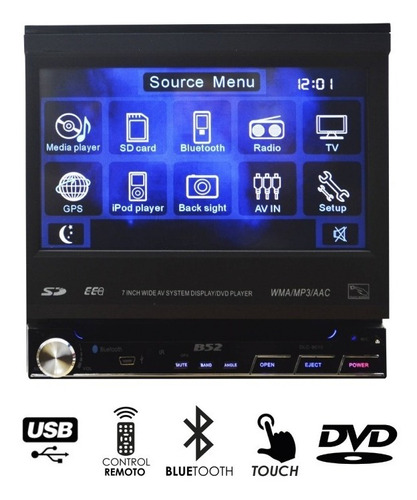 Stereo B52 In Dash Lcd Pantalla  7 Tactil Usb Sd Bluetooth