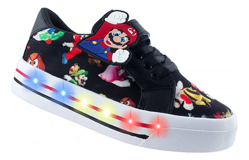 Tenis Niño Mario Bros Juego Personajes Luces Leds 1026-nmb