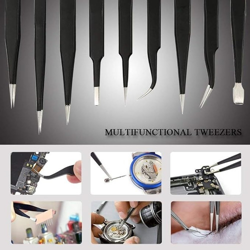 Kit Pinzas Antiestáticas Precisión Herramienta Electronica
