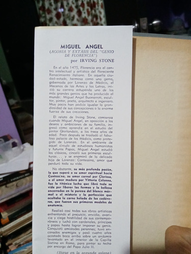 Agonía Y Éxtasis Del Genio De Florencia / Irving Stone (Usado)