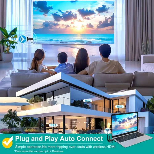Transmisor Hdmi Inalámbrico Y Dos Receptor4k, Plug And Play