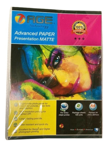 Papel De Foto Matte 90 Gramos Age X Unidad (paq X 100hjs)