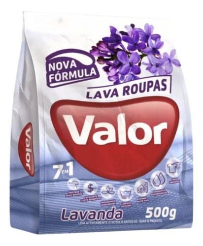 Sabão Em Pó Valor Lavanda 500g Sachê Kit 20 Und