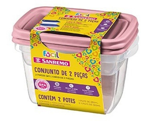 Set Pack X 2 Potes Hermeticos 800 Ml San Remo Cuadrado