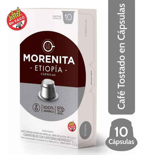 Caja 10 Capsulas Cafe Etiopia La Morenita Para Nespresso