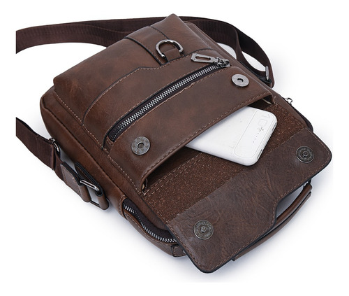 Bolso Bandolera Maletín De Hombre Cuero. Color Marrón oscuro