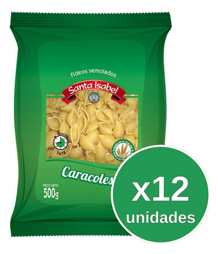 Fideos Caracol 500 Gr Santa Isabel X12u