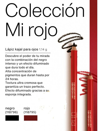 Natura Una Lápiz Kajal P/ojos Rojo O Negro 1.14 + Envío 