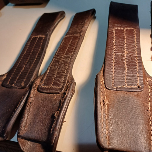 Antiguos Tahalies Usados En Cuero De Bayoneta ( Lote 3 ). Chocolate (Usado)