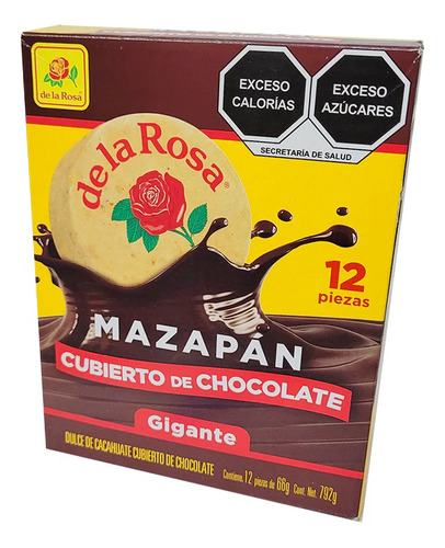 De La Rosa Mazapan Cubierto De Chocolate Gigante 12pz 792gr