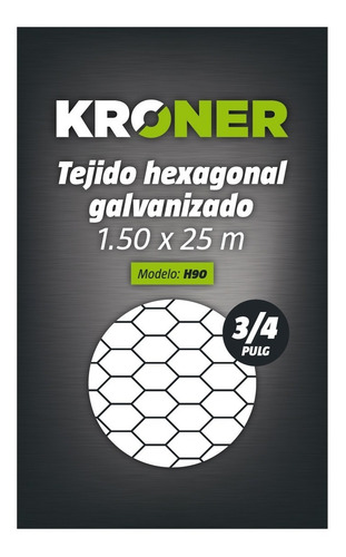 Imagen 3 de 5 de Tejido Malla Hexagonal Galv. 3/4' X 1.50 Mt. X 25 Mts Kroner