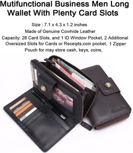 Contacts - Cartera De Piel Auténtica Para Hombre, Café-l), P