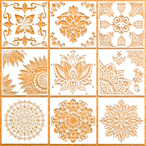 9 12 Plantilla Mandala Grande Reutilizable Pintura Laser