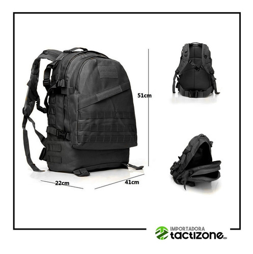 Mochila Táctica Camping Impermeable 40l Senderismo 3d Negra
