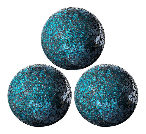 Bolas Decorativas De Bolas De La Esfera De Mosaico Azul 3pcs