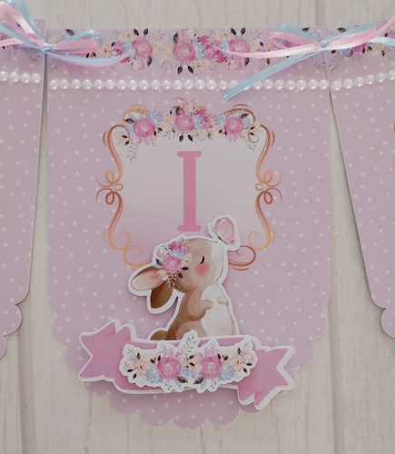 Banderines Personalizados 3d Animalitos Bosque Shabby Chic