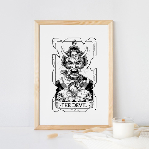 Cuadro Carta Tarot Ilustración The Devil - El Diablo 20x30cm
