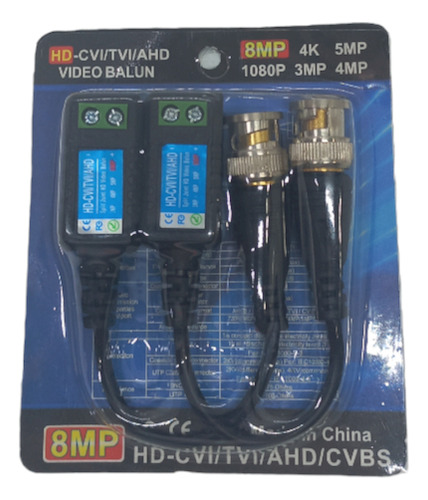 Video Balun Utp Alta Potencia Para Camaras De Seguridad Color Negro