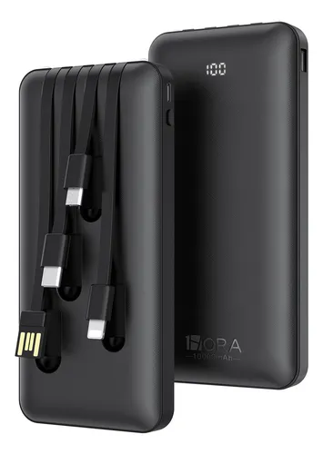 Power Bank Batería Portátil 10000mah Con Built In 4 Cables Micro ...