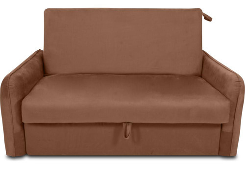 Sofá Cama Para Sala De Estar Zaia Com Baú Veludo Matrix Cor Cobre
