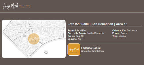 Lote Interno #200-300 - San Sebastian - Area 13 - 627m2 #id 25599