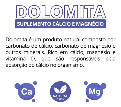 Dolomita Cálcio E Magnésio Pote Com 250g Daessência