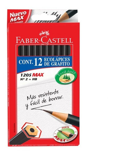 Caja Lápices Grafito Hb N°2 Faber-castell 12 Unid Lapiz Mina