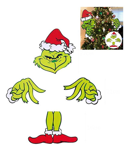 Adornos Navideños Grinch Piernas De Madera Adornos De Mano