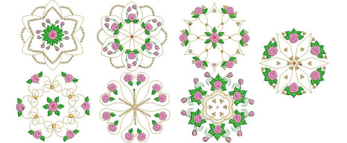 Pack De 7 Diseños Matrices Bordadora Mandalas  Rosas Flores