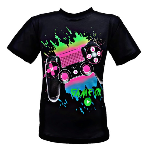 Remera Playstation Botones Joystick Doble Estampa Premium