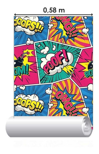 Imagem 3 de 6 de Papel De Parede Adesivo Pop Art Quadrinhos N05011 Rolo De 0,