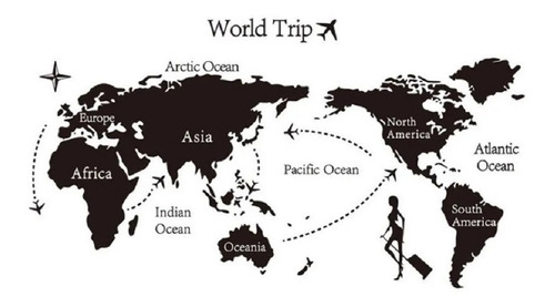 Vinilo Adhesivo Mapa Mundo, Decoración, Regalo Amigo Viajero
