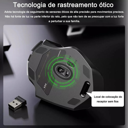 Mouse Sem Fio Bluetooth Recarregável Gamer Ergonômico 2.4g