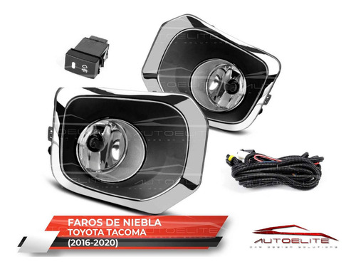 Imagen 2 de 10 de Kit Faros Niebla Toyota Tacoma 2016 2017 2018 Bisel Cromado