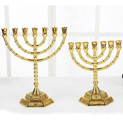 Candelabro De Candelabro Judío Con Forma De Menorá, 7 Ramas,
