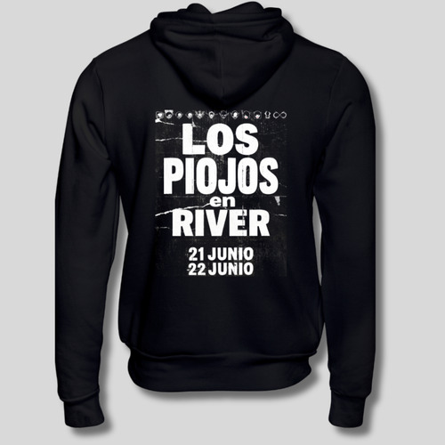 Buzo Canguro Los Piojos En River Estampa En Frente Y Espalda