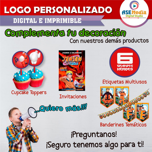 Logo Digital Naruto Shippuden Saludo Personalizado