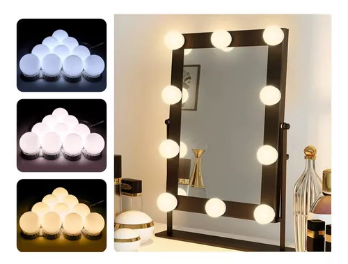 Kit de Luz LED Bombillas para Espejo de Maquillaje Lampara de Tocador  Regulable