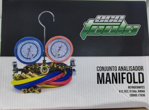 Imagem 3 de 8 de Manifold Ecotools Mastercool R134 R22 R404 Mangueira 90cm