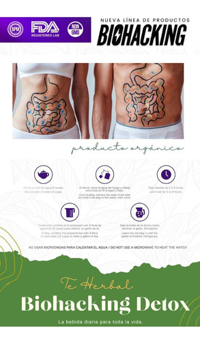 Evo Health Té Detox Herbal Adelgazar 3 Saquitos Biohacking3s