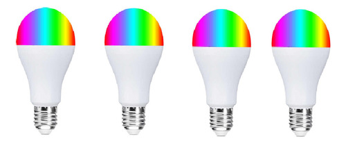 Kit D: 4 Lámparas Inteligentes 10w Rgb Wifi - Smart Bulb