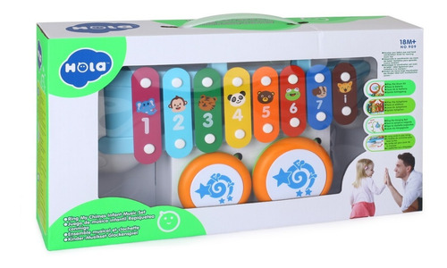 Set Musical Xilofon Tambores Y Campana Hola 909 Edu