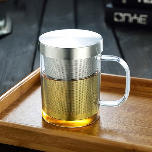 Taza De Té De Vidrio Con Infusor, Filtro Y Tapa De Borosilic