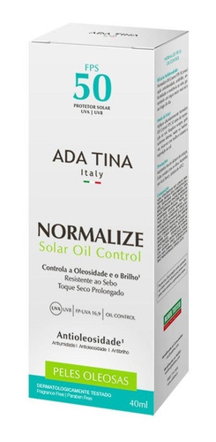Protetor Solar Ada Tina Normalize Oil Control Fps 50 40ml
