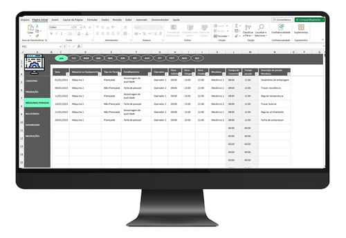 Planilha De Controle De Paradas De Equipamentos Cálculo Oee